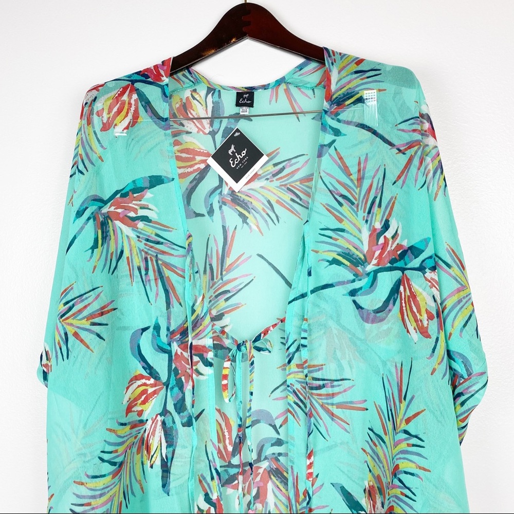 Echo Paradise Palms Tropical Tassel Swimsuit Cover-Up NWT - Picture 4 of 8